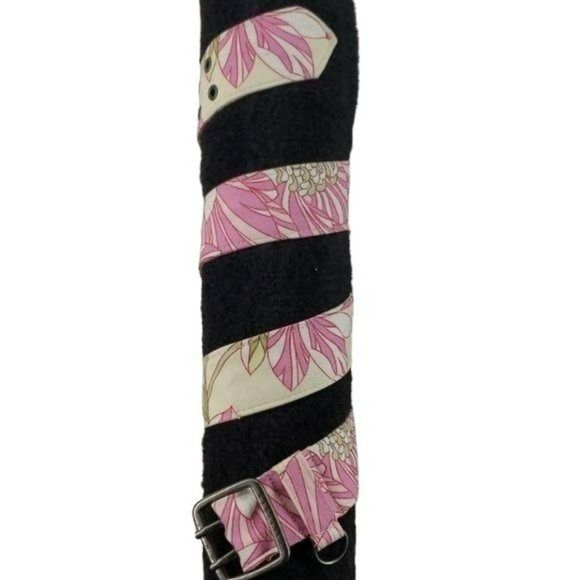 Tommy Hilfiger‎ Women's Detailed Cloth Pink Floral Fabric Tropical Summer  Belt - Picture 1 of 8